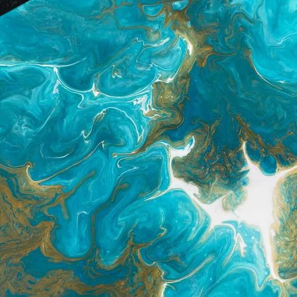 Turquoise Heaven - Coastal Fluid Art painting 16x20 - Picture 4 of 9